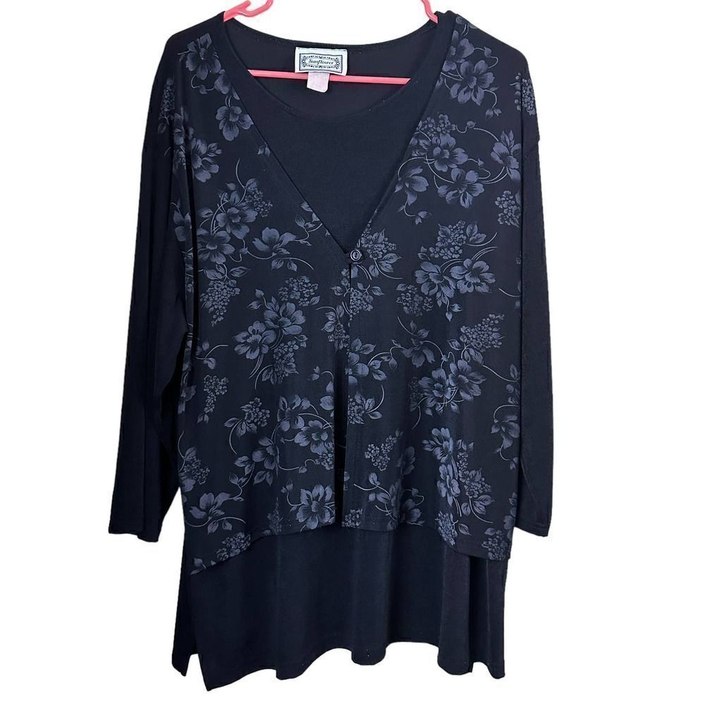 Vintage 90’s Sunflower Blouse Attached Set XL